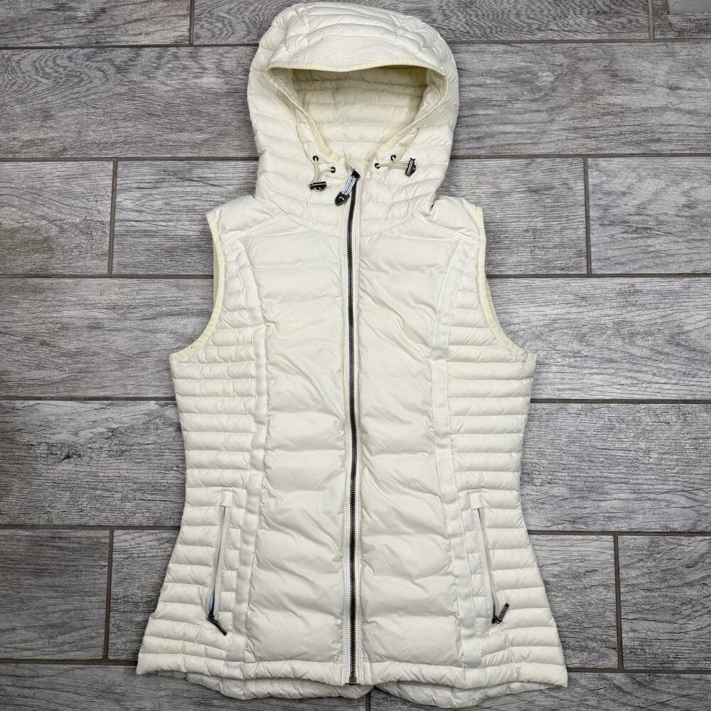 Kuhl Projekt Vest Womens Size Small White Goose Down Puffer Hooded Zip Pockets - Picture 1 of 16